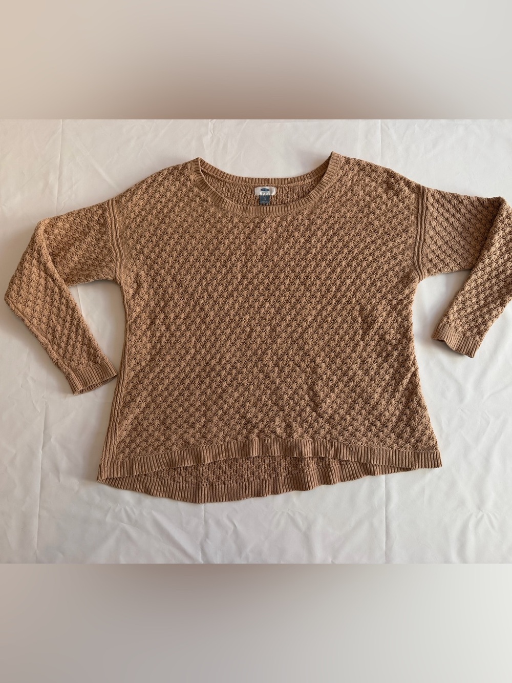 Old Navy Women's Tan Textured Popcorn Knit Crewneck Sweater
